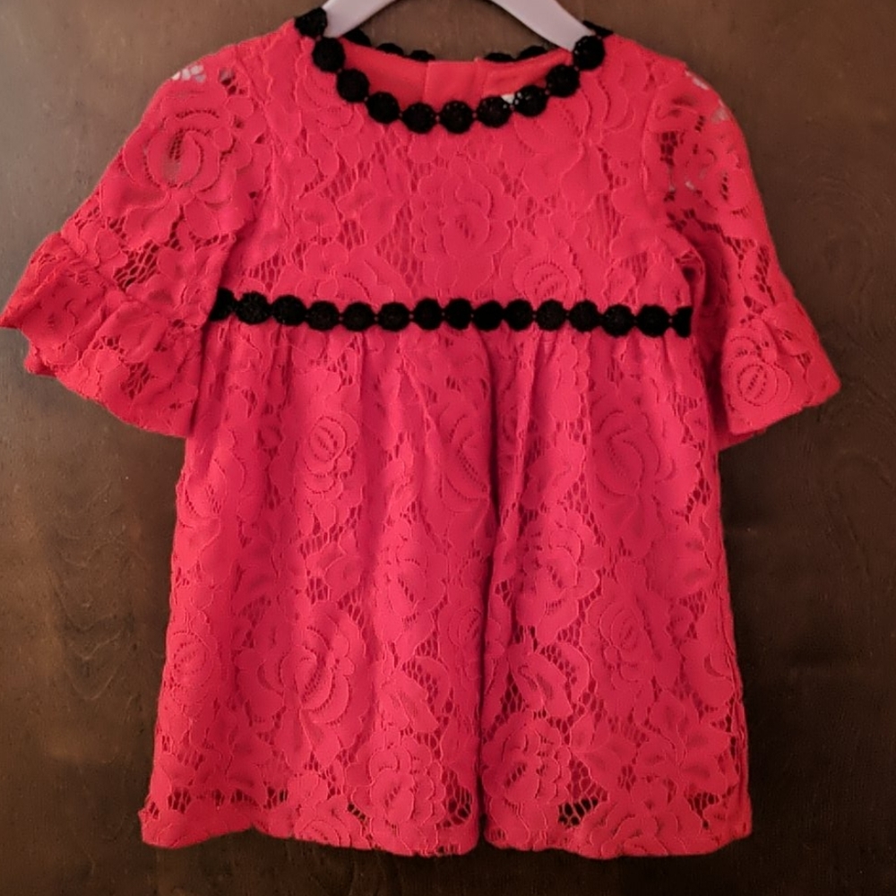 Kate Spade Red Lace Dress with black trim